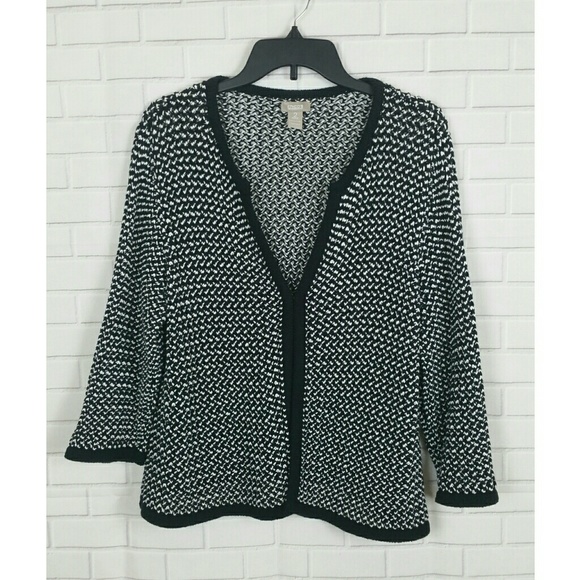 Chico's Sweaters - Chico's Black White Knit Cardigan Size 2